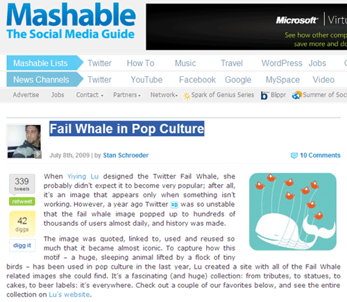 mashable Fail Whael in Pop Culture